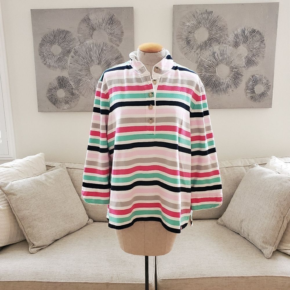 Talbots Striped Button Up Pullover Sweatshirt sz 3x